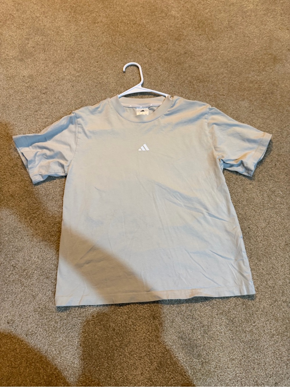 adidas Light Tan Short Sleeve Tee with White Logo